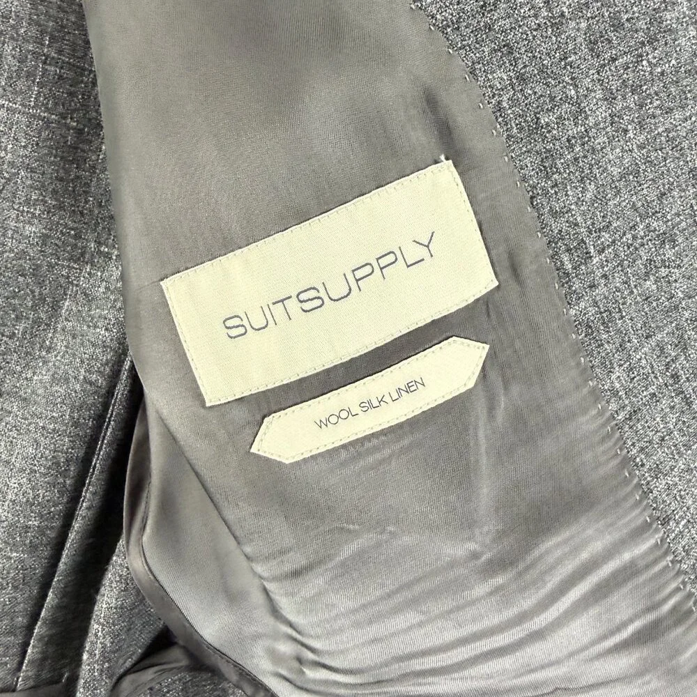 SuitSupply Blazer Vest Pants Suit Set‎ Mens Gray Wool Silk Linen